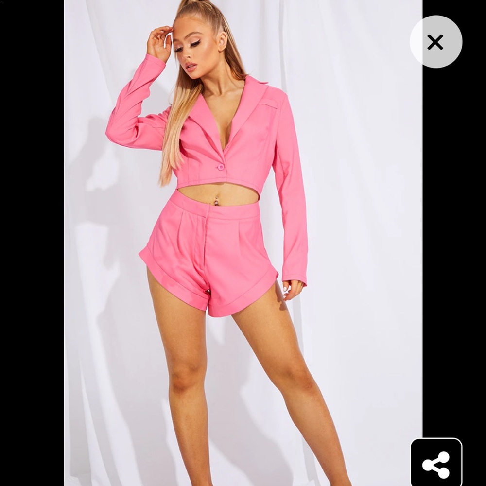 PrettyLittleThing NWT hot pink high leg turn up hem shorts